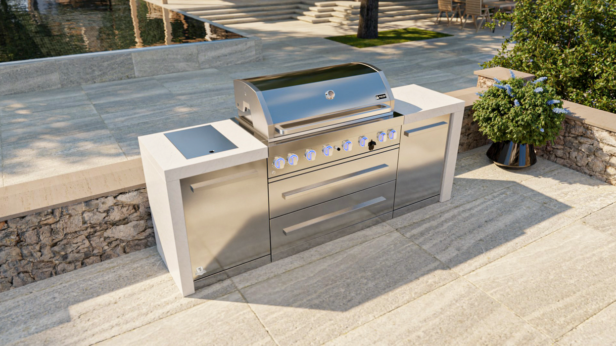 Mont Alpi Outdoor kitchen 6-burner Deluxe Island + Cover 2.4M