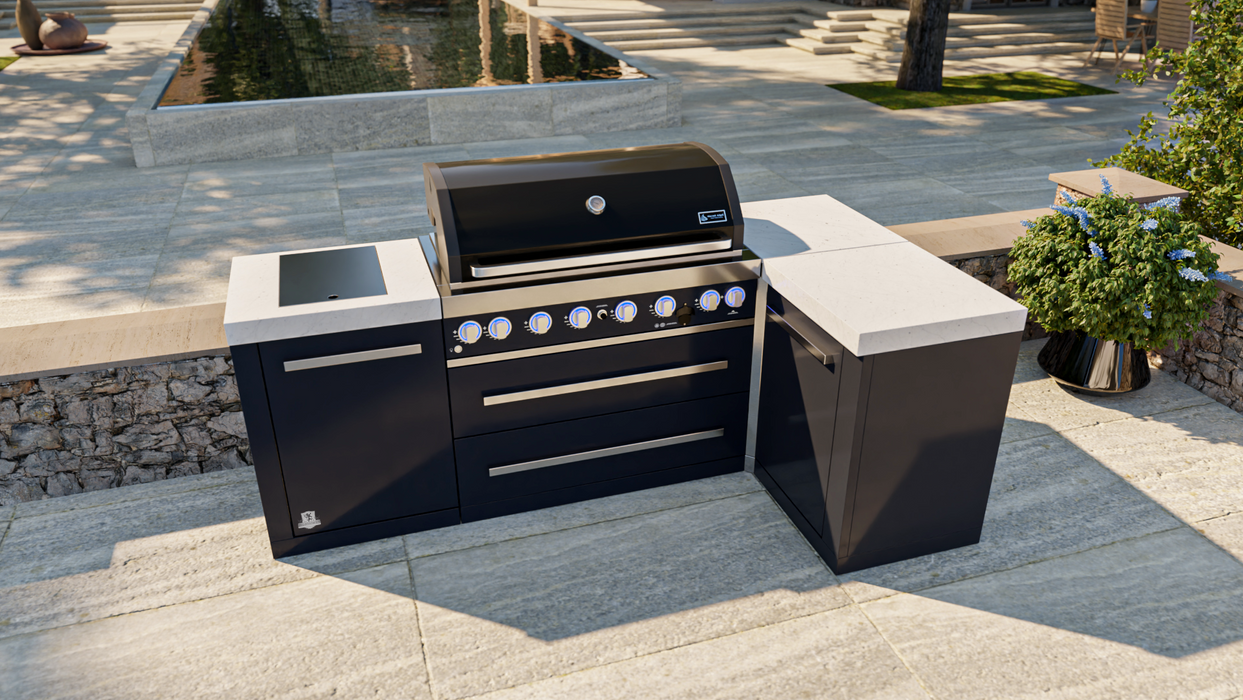 Mont Alpi Outdoor kitchen 805 Black Stainless Steel Island featuring a 90-degree corner MAi805-BSS90C - 2.4M