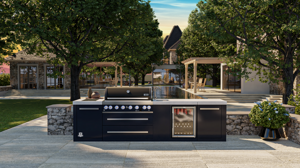 Mont Alpi Outdoor kitchen 805 Black Stainless Steel Island with Beverage Center MAi805-BSSBEV - 3.4M