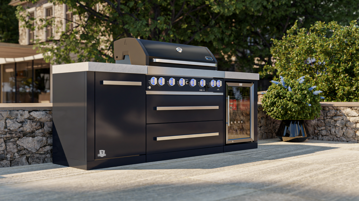 Mont Alpi Outdoor kitchen 805 Black Stainless Steel Island with a Fridge Cabinet MAi805-BSSFC + COVER - 2.4M