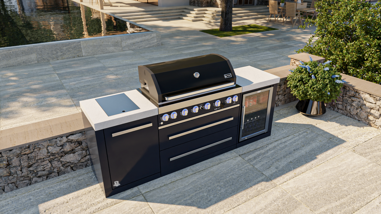 Mont Alpi Outdoor kitchen 805 Black Stainless Steel Island with a Fridge Cabinet MAi805-BSSFC + COVER - 2.4M