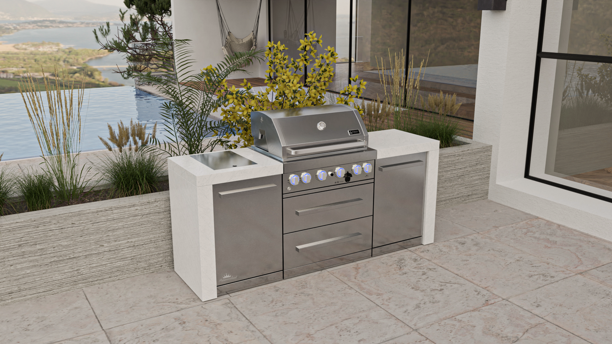 Mont Alpi Outdoor kitchen 4-burner Deluxe Island + Cover - 2.1M