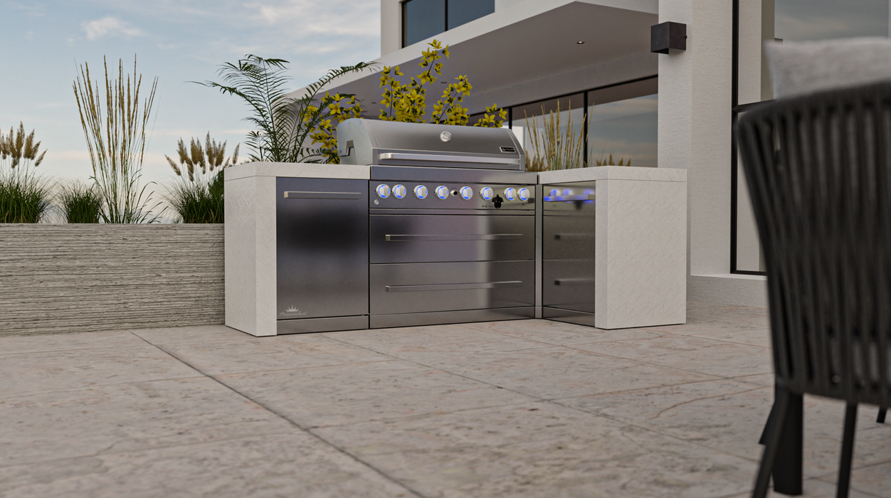 Mont Alpi Outdoor kitchen 6-burner Deluxe Island with a 90-Degree Corner  + Cover - 2.4M