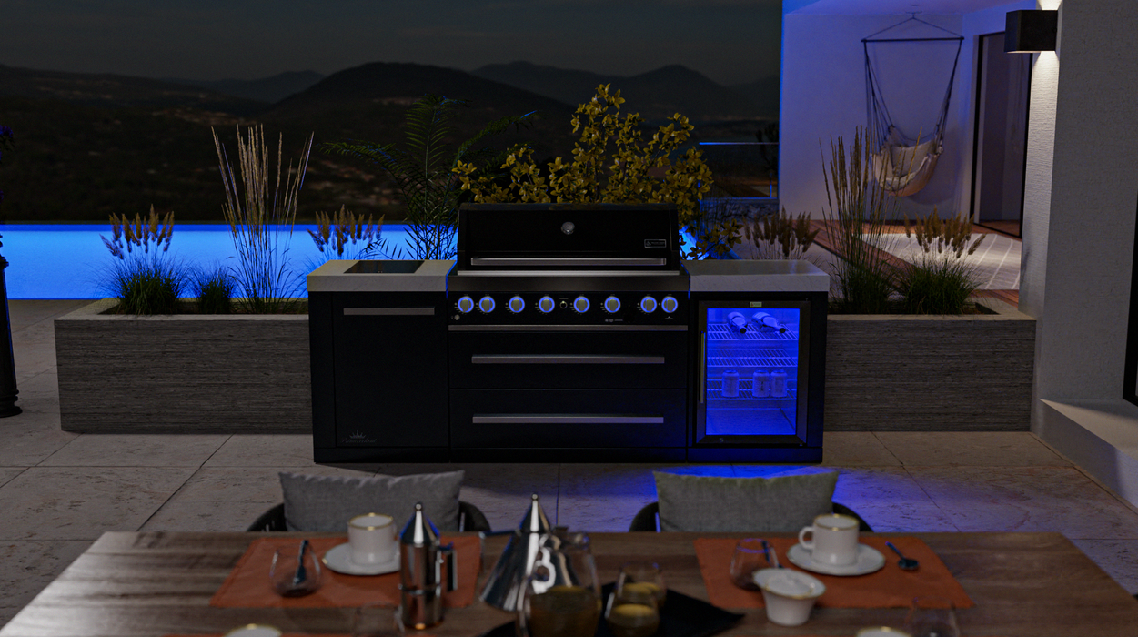 Mont Alpi Outdoor kitchen 805 Black Stainless Steel Island with a Fridge Cabinet MAi805-BSSFC + COVER - 2.4M