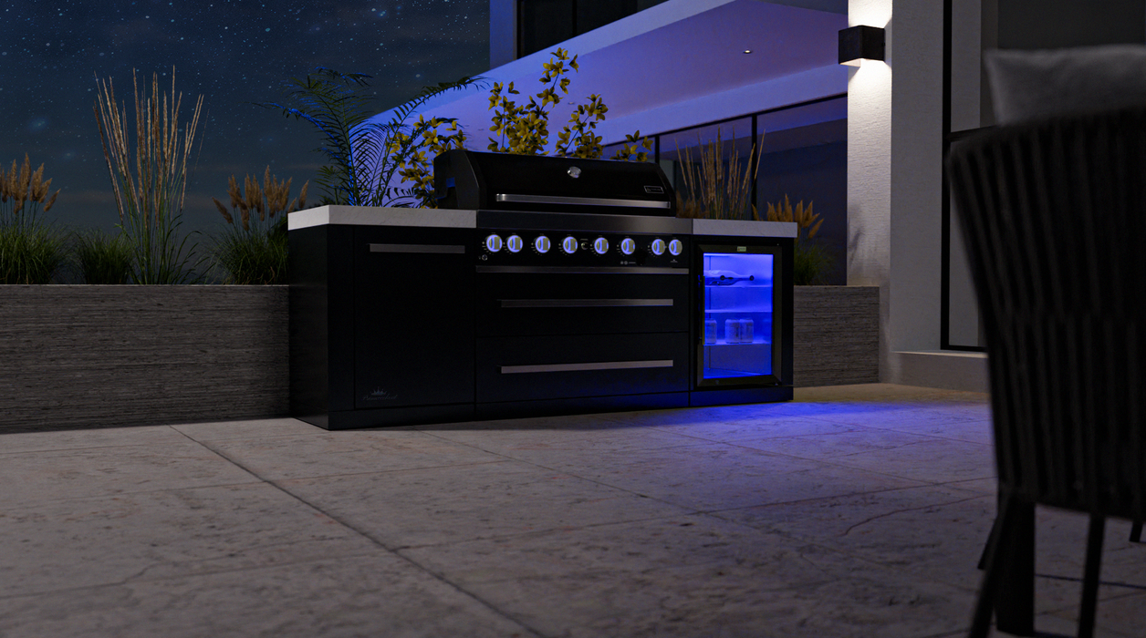 Mont Alpi Outdoor kitchen 805 Black Stainless Steel Island with a Fridge Cabinet MAi805-BSSFC + COVER - 2.4M