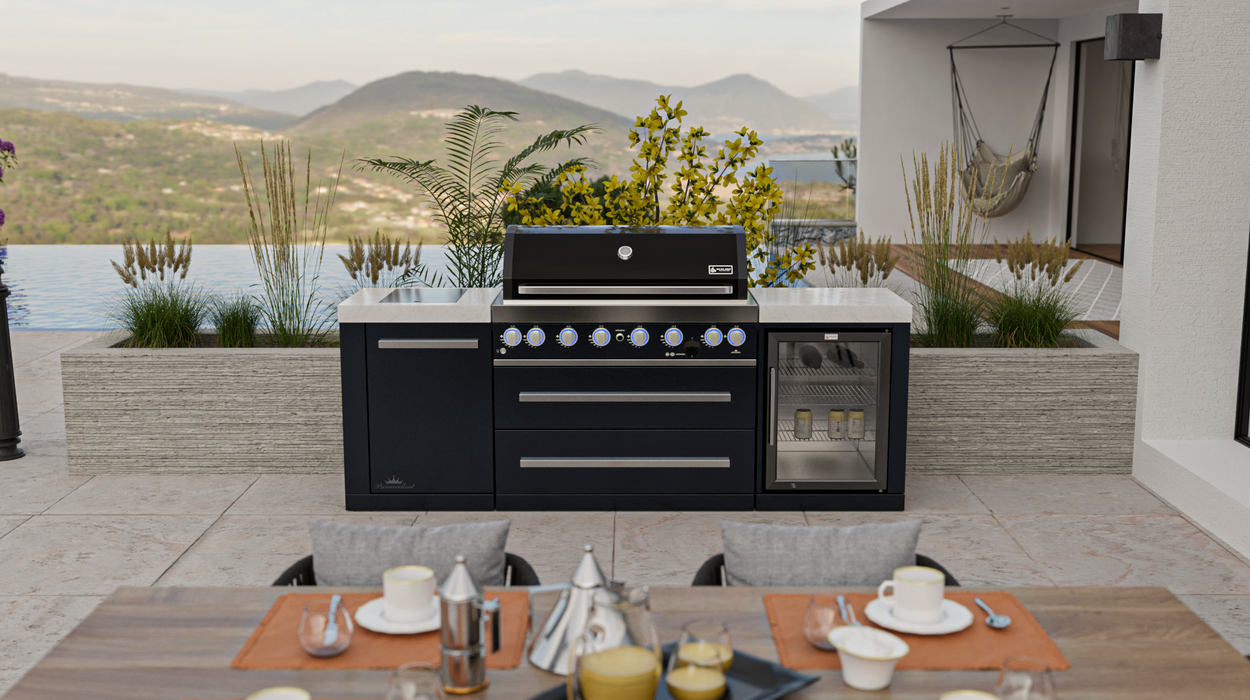 Mont Alpi Outdoor kitchen 805 Black Stainless Steel Island with a Fridge Cabinet MAi805-BSSFC + COVER - 2.4M