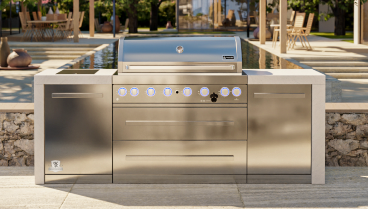 Mont Alpi Outdoor kitchen 6-burner Deluxe Island + Cover 2.4M